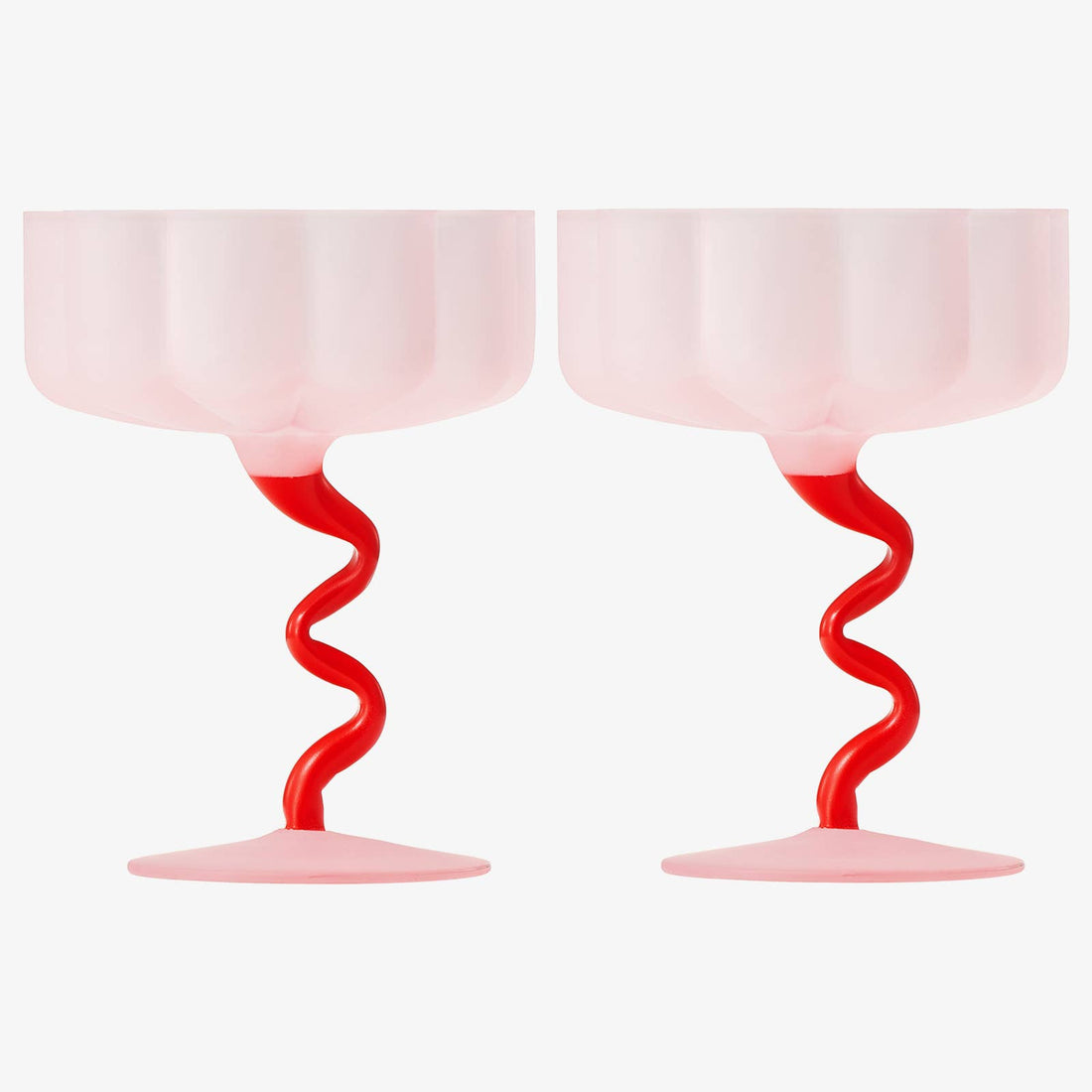 Coupe Cocktail Glassware, Set of 2, Frosted Pink/Red