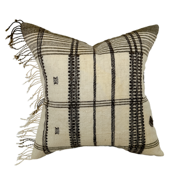 Ezra | Tan Brown Indian Wool Pillow Cover: 20x20