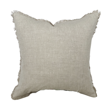 Nora | Natural Linen Fringe Pillow Cover: 22x22