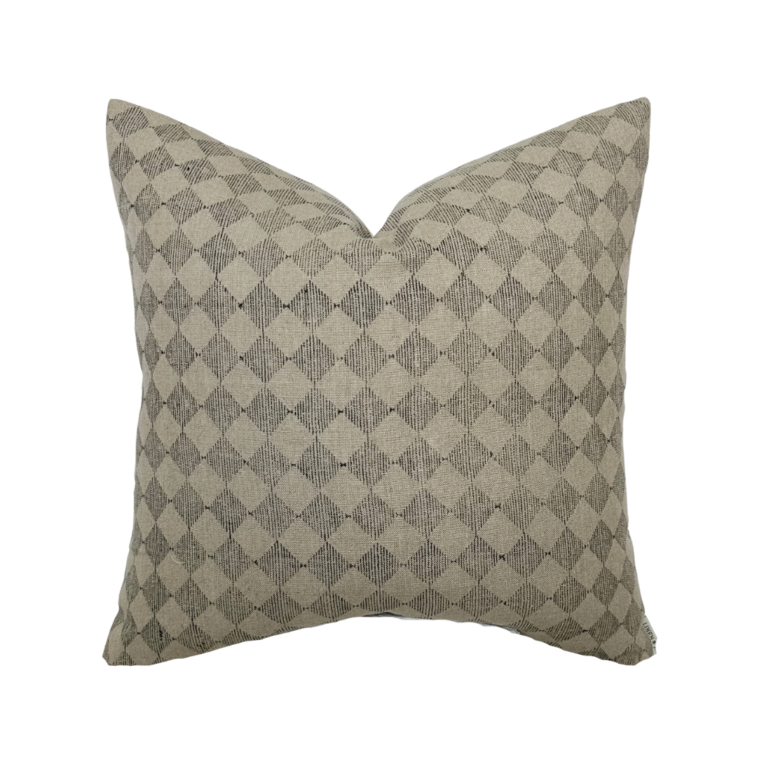 Sutton | Black Checkered Diamond Pillow Cover: 22x22