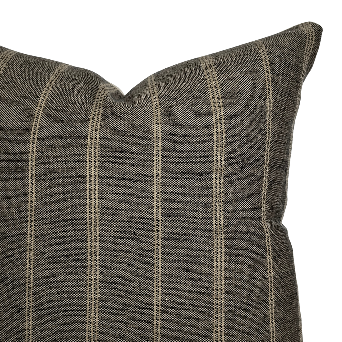 Benson | Woven Charcoal Tan Stripe Pillow Cover: 14x20