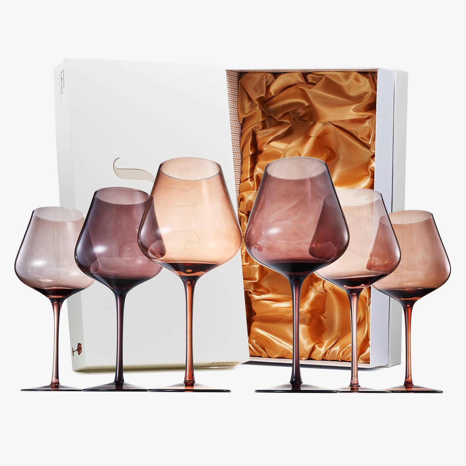 Colored Wine Glass Set, 20oz Glasses Set of 6 (Brown)