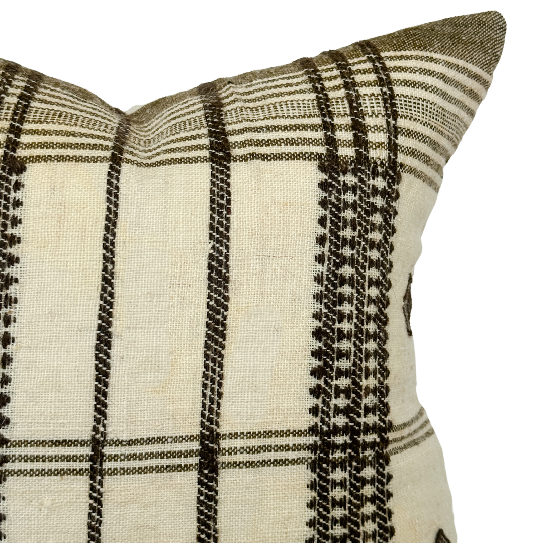 Ezra | Tan Brown Indian Wool Pillow Cover: 20x20