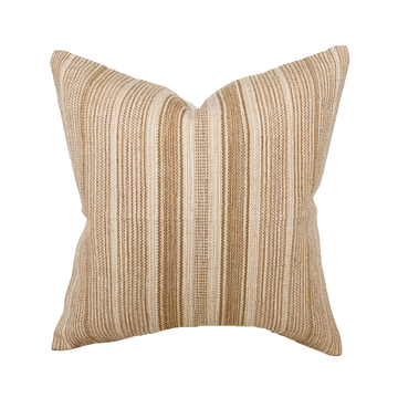 Marlow | Woven Tan Stripe Pillow Cover: 22x22