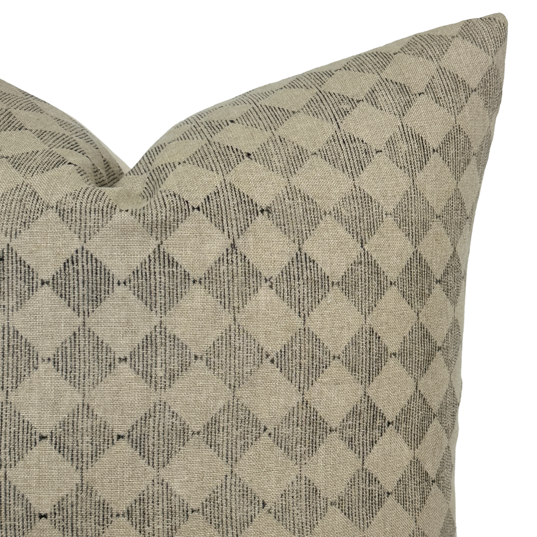 Sutton | Black Checkered Diamond Pillow Cover: 22x22