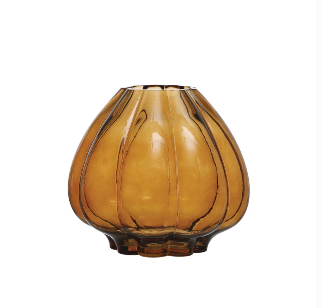 Brown Fluted Glass Vase