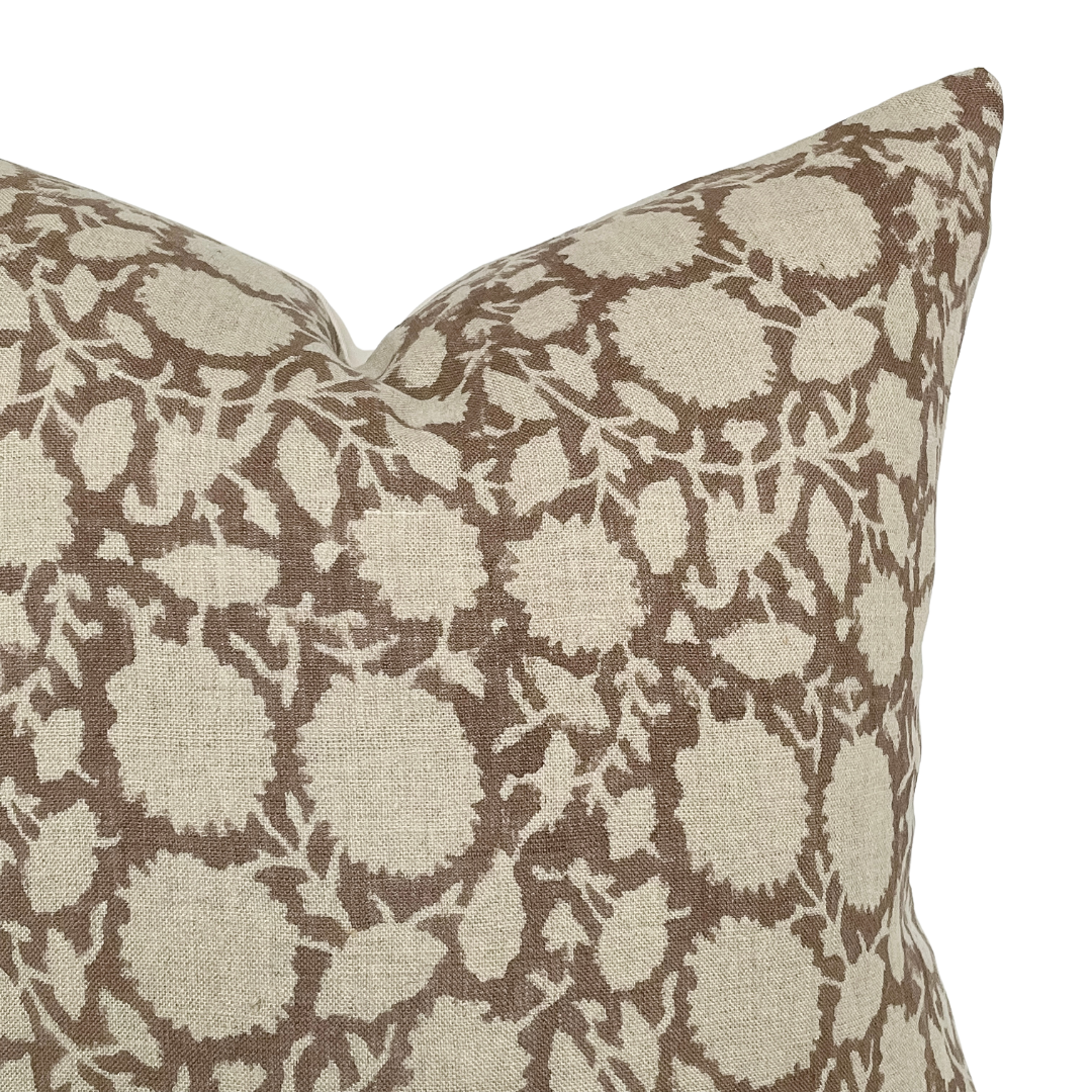 Madison | Dark Rose Floral Handblock Pillow Cover: 14x20