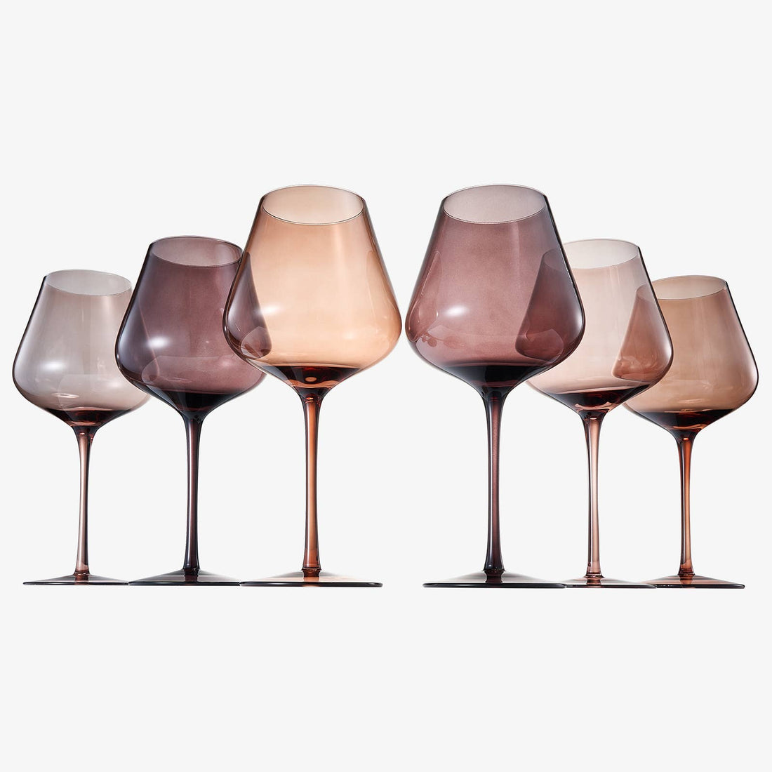 Colored Wine Glass Set, 20oz Glasses Set of 6 (Brown)