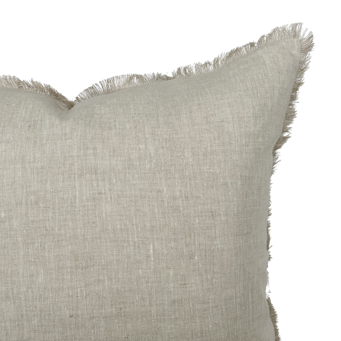 Nora | Natural Linen Fringe Pillow Cover: 22x22