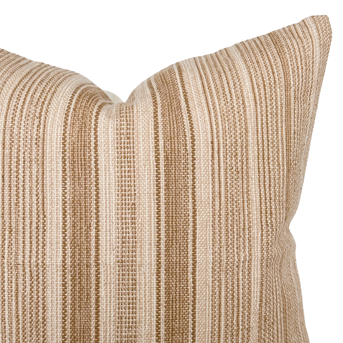 Marlow | Woven Tan Stripe Pillow Cover: 22x22