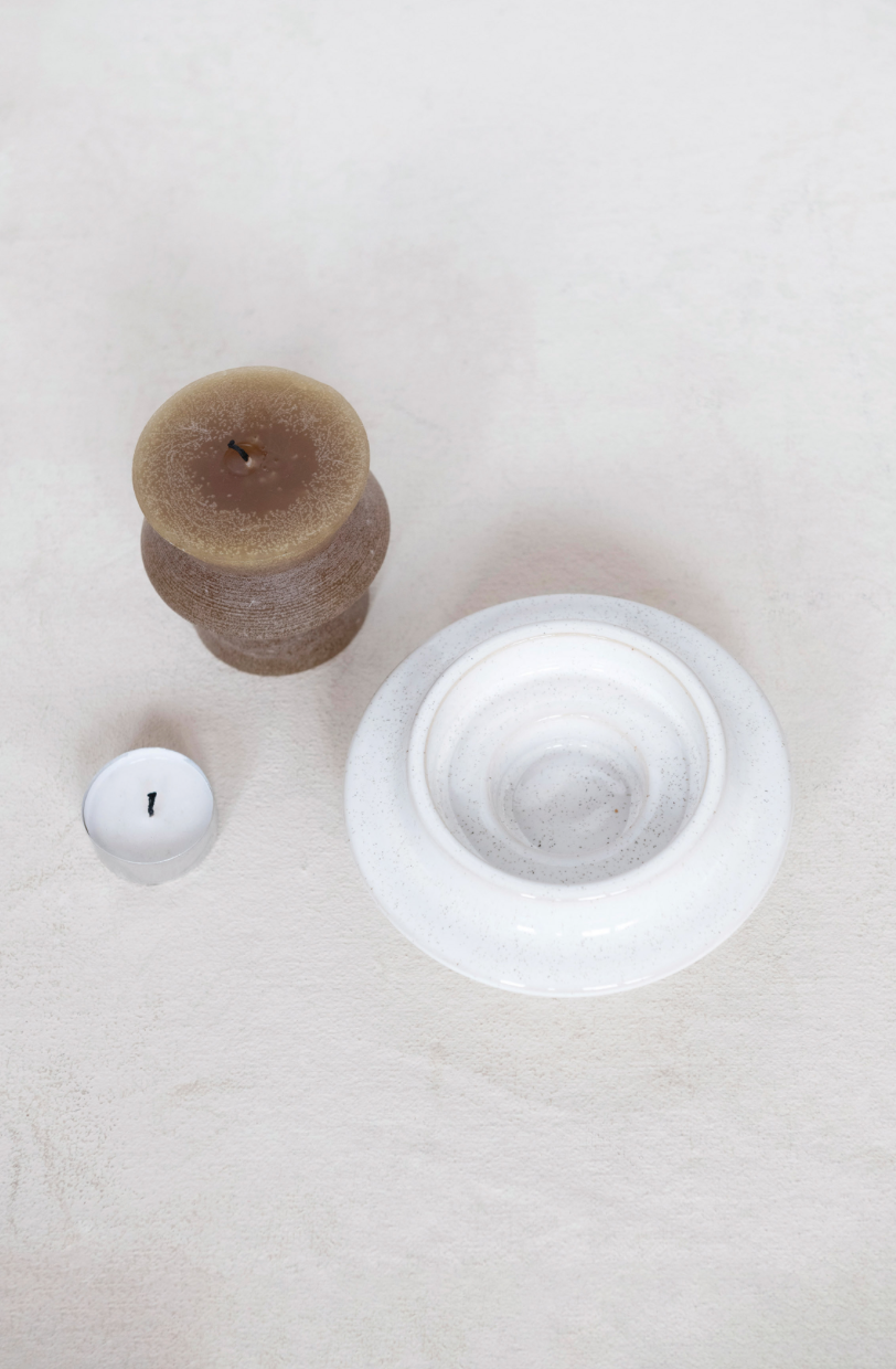 Stoneware Pillar/Tealight Candle Holder